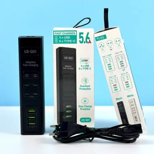 Мережевий подовжувач-хаб 6 USB Type-C + 3 USB 85W Fast Charge